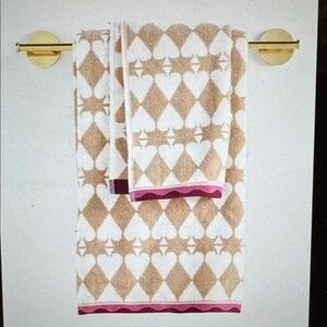 NWT Anthropologie Ace Cotton Woven Icon Towel BUNDLE 2 BATH 1 HAND Taupe Spade